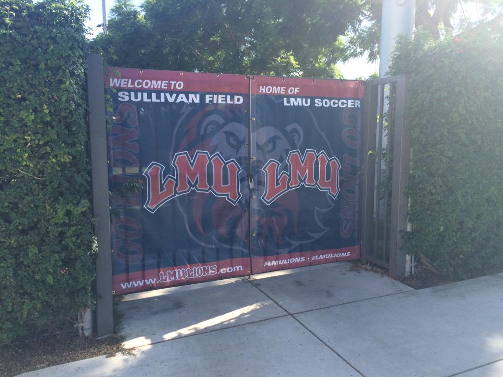 lmulions's tweet photo. Getting Sullivan Field dressed up for tomorrow's @lmuwsoc &amp; @lmumsoc home openers! #lmulions #almostgameday http://t.co/QCoRzX8PGp