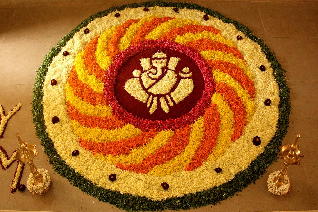 Flower Rangoli Designs of Ganesh Ustav