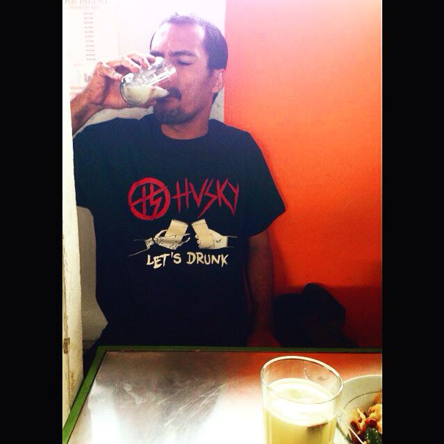 Brader kita Heru Soma (legend of medan skateboarding) wearing our tee. thanks brads..LET'S DRUNK..!!