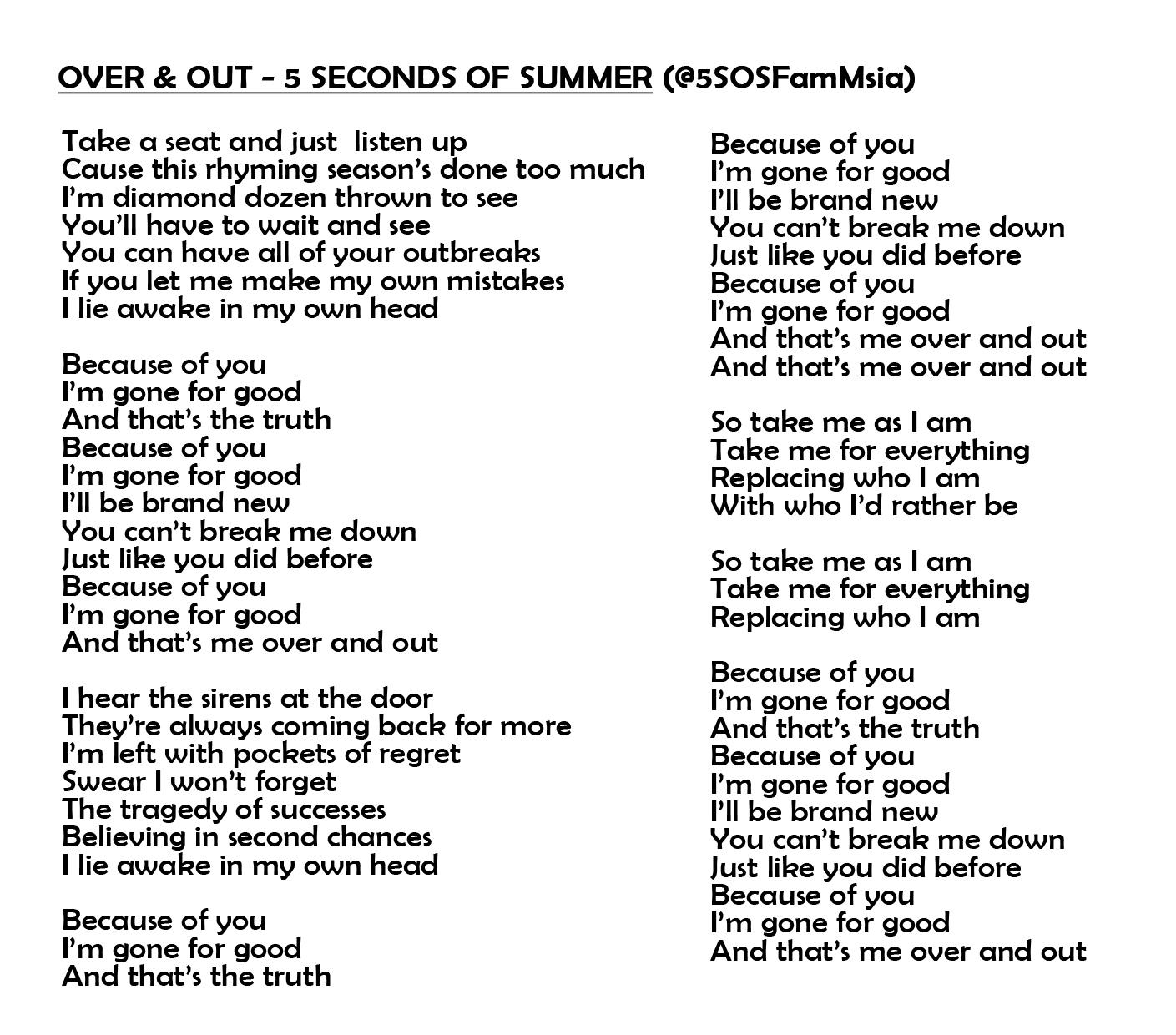 Canada goose lyrics 5sos discount