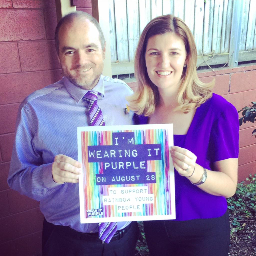 ShannonFentiman's tweet photo. Wearing purple today in support of Rainbow young people #wearitpurple #ColourYourPerception #righttobeproud http://t.co/H0cPpewiLH