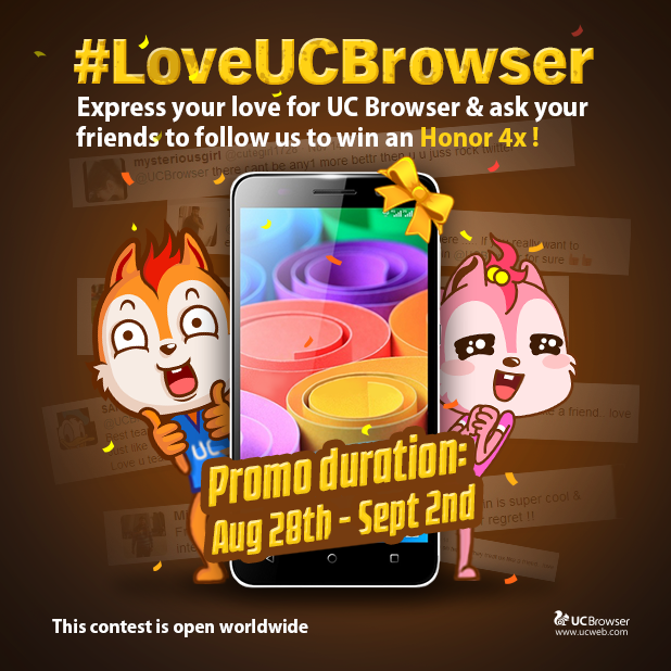 UCBrowser's tweet photo. #CONTEST: Show us you #LoveUCBrowser! RT this post and check gather as much entries here: http://t.co/S9FpQmTBfn http://t.co/73MJ5c32PS