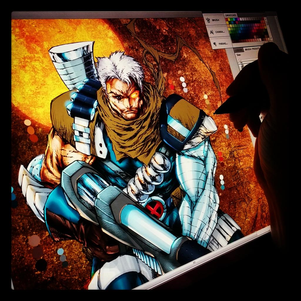 shelbywankenobi's tweet photo. Progress #idrawstuff #icolorstuff #ineedcoffee #Cintiq #Cable #XMen #XForce #ShelbyRobertson #comicbooks http://t.co/UTLaDf0biO