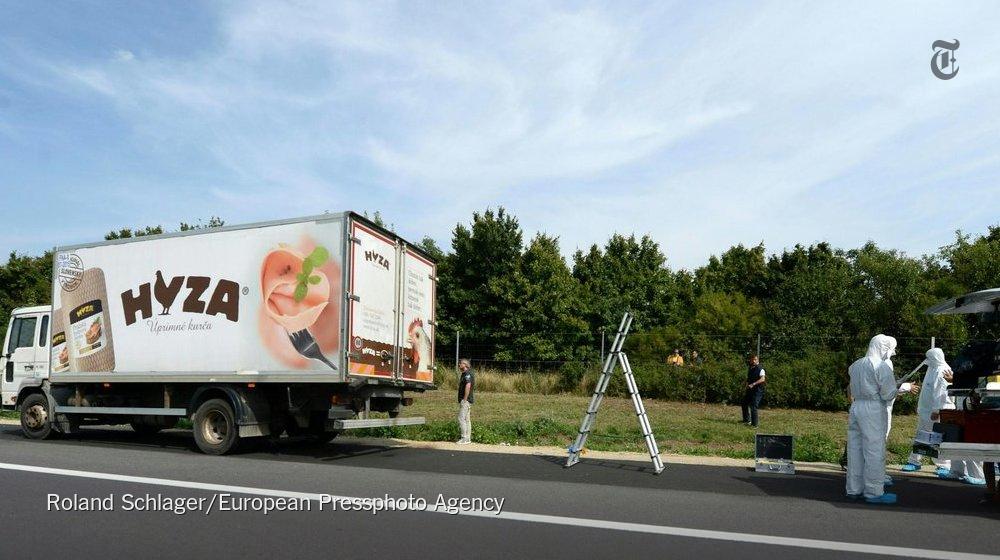 nytimes's tweet photo. Grisly discovery in migrant crisis shocks Europe http://t.co/07oUG9JoMb http://t.co/RxLKVEiPyj