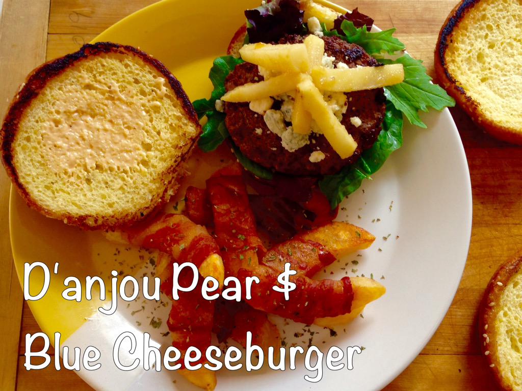rosanelsonscc's tweet photo. #NationalBurgerDay D'anjou Pear and Blue Cheeseburger with Bacon Wrapped Fries! https://t.co/KSWf3mGj8c http://t.co/2Tr3KOrT9W