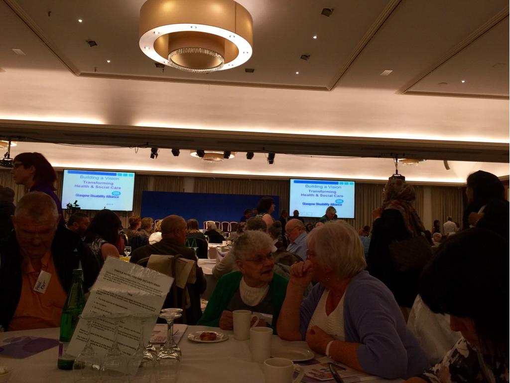 LindaCHoward's tweet photo. Packed house for the @GDA__online Health & Social Care Event at The Thistle, Glasgow #BuildingAVision #Disability http://t.co/WEGK2z5QkJ