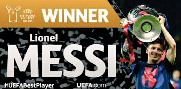 Selamat #Messi yg terpilih menjadi pemain terbaik Eropa 2014/15 #UEFABestPlayer