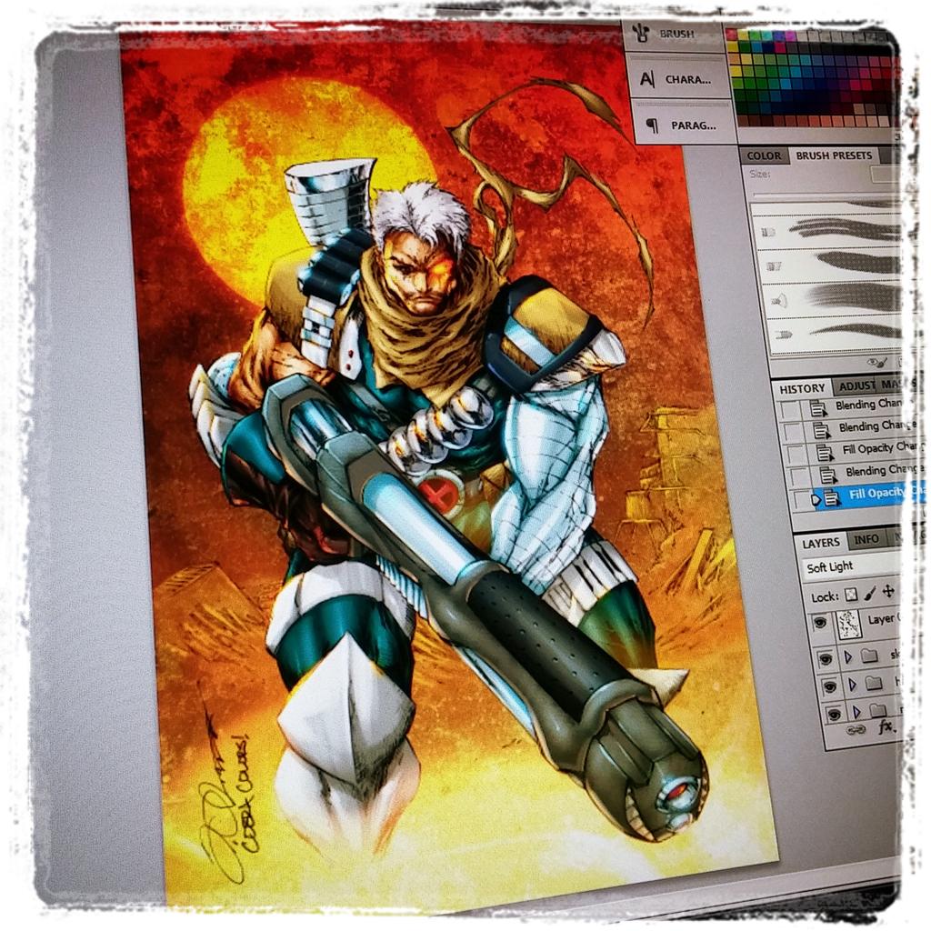 shelbywankenobi's tweet photo. Calling it done #Cable #NathanSummers #XMen #XForce #idrawstuff #icolorstuff #ieatstuff #doublestuforeos #foodporn http://t.co/Q1ZNixGvSw