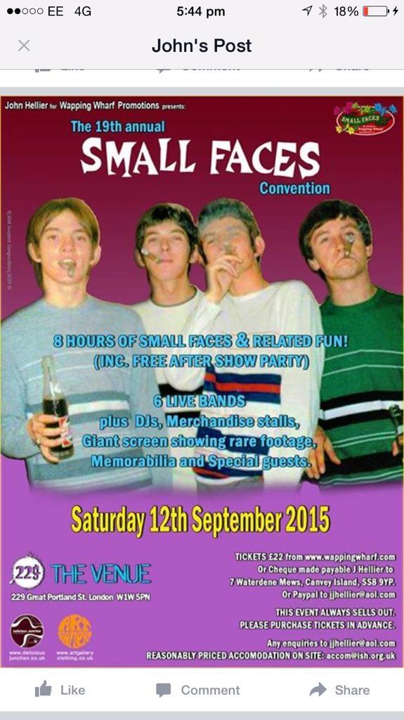 The #smallfaces convention looks a great event at #thevenuelondon are you lads playing @thesmallfakers #KTF