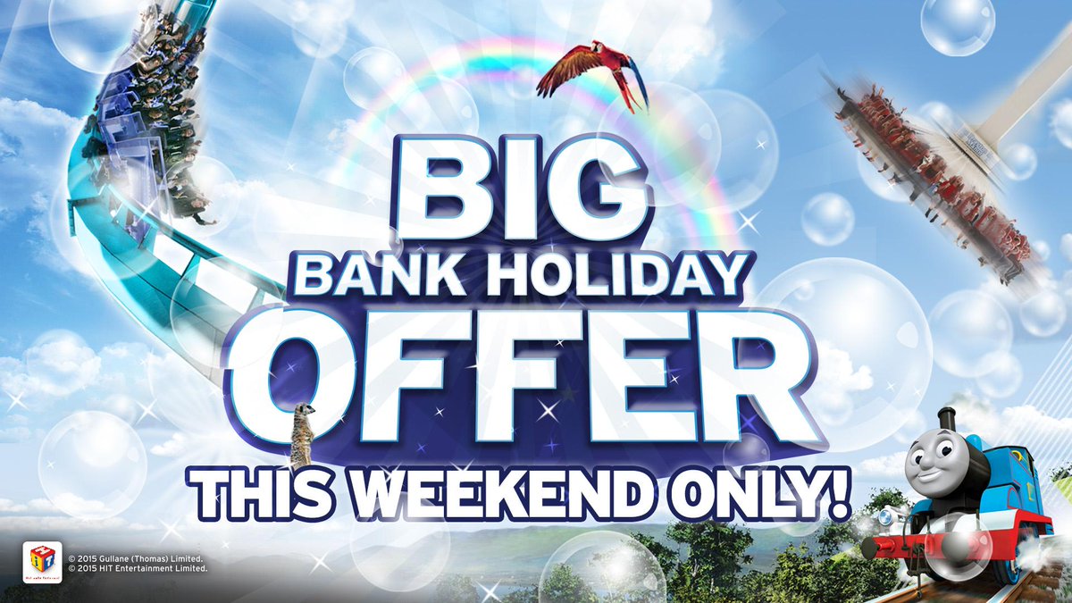 FOLLOW &amp; RT for chance to WIN 1 free park ticket &amp; Thomas toy. Celebrate Bank Holiday. T&amp;C's socsi.in/tiH9W