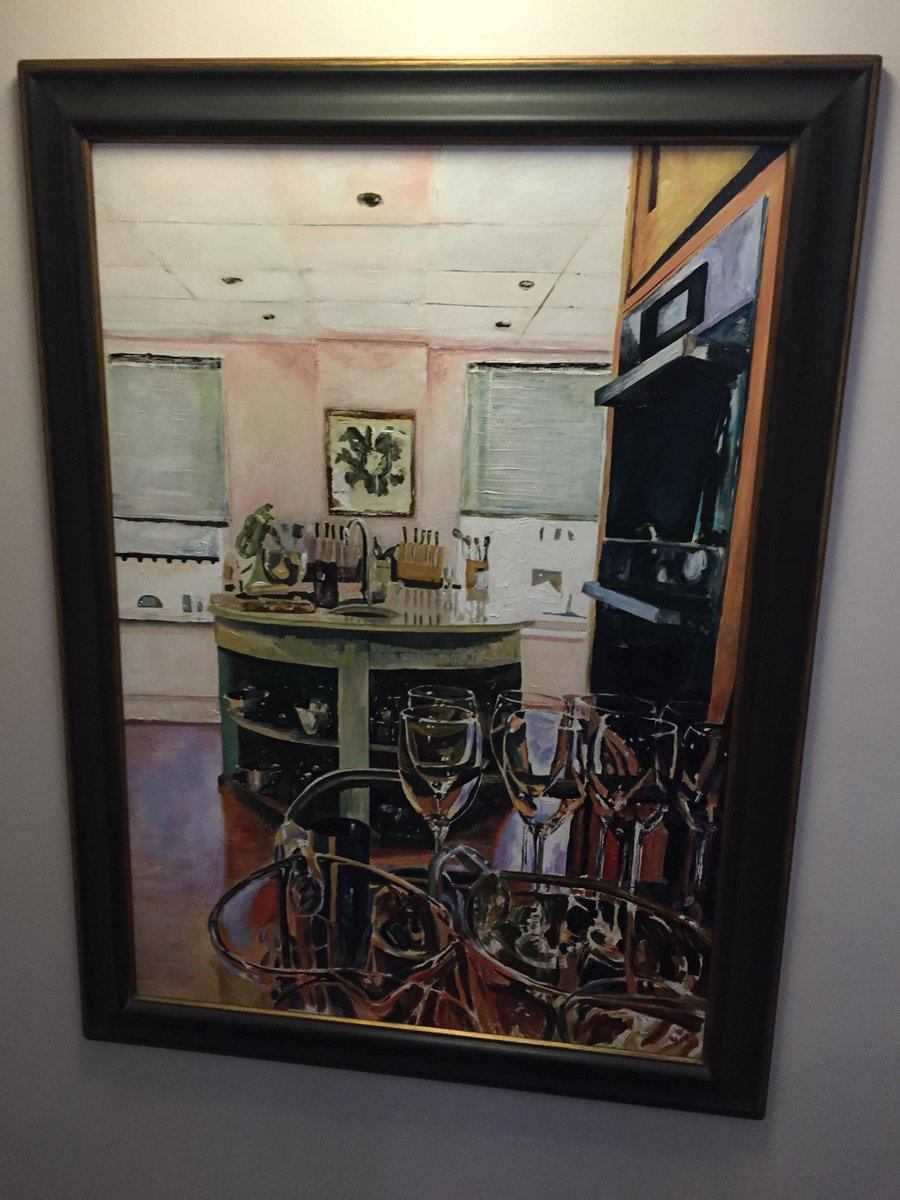 TheOfficialMWF's tweet image. Oil painting of the #MarkWilkinson #CooksKitchen @RosemaryShrager cookery school, by Yorkshire's Sarah Chadwick