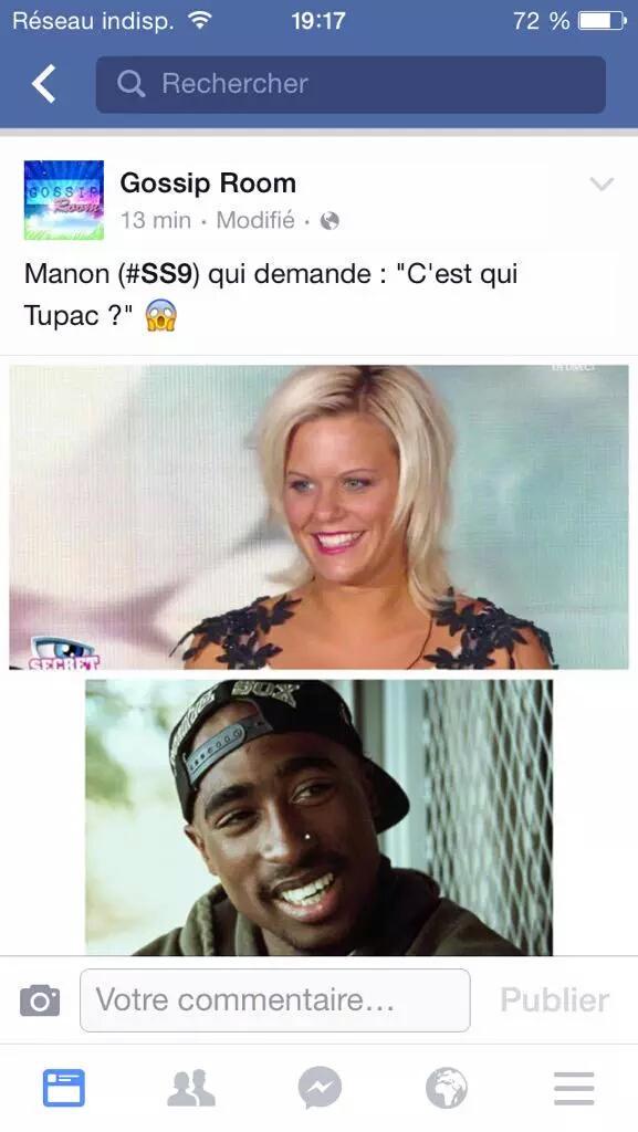 so_mkb's tweet photo. Ils connaissent leurs gens débiles de télés réalités mais pas Tupac??? c'est triste. http://t.co/UuKLz98Bxe