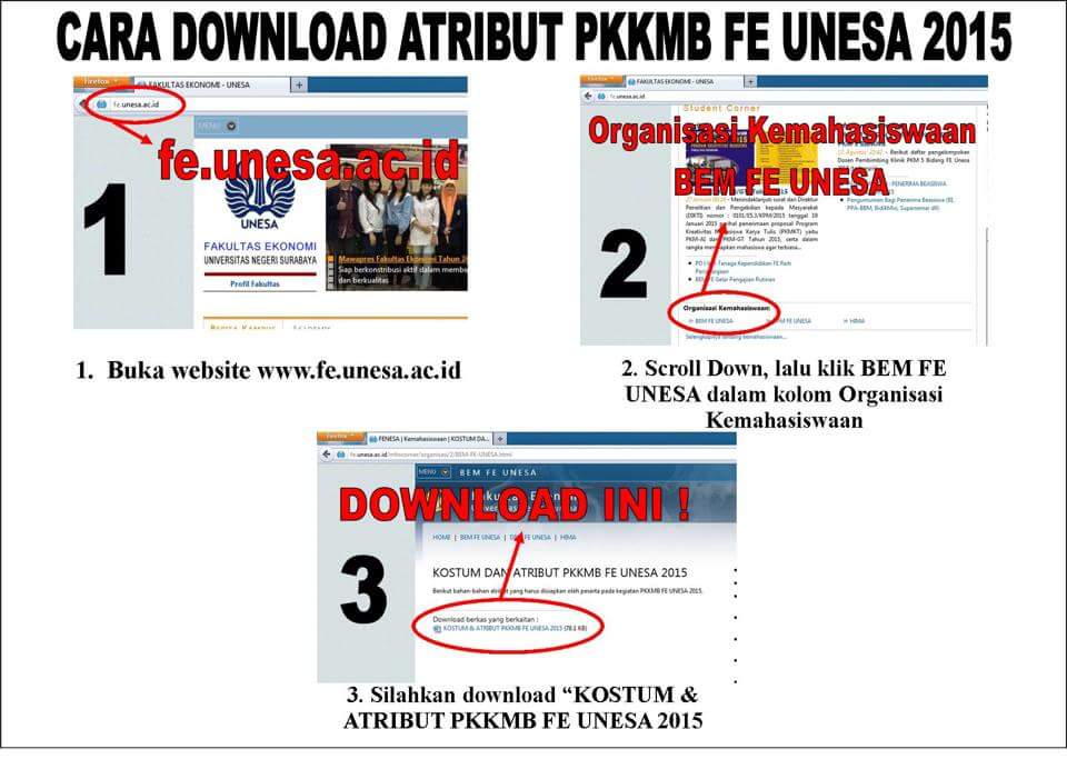 Atribut yg harus disiapkan untuk pkkmb FE unesa 2015! Mahasiswa baru Fakultas Ekonomi dpt menyiapkan bahan tersebut,
