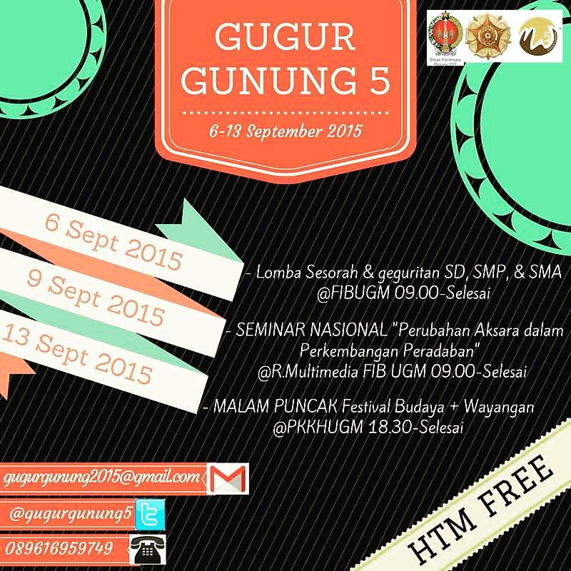 Hanya dg belajar aksara kita dapat memiliki dunia. Caranya? Saksikan di rangkaian acara <a href="/GugurGunung5/">#GugurGunung2016</a> <a href="/SasNusUGM/">Sastra Nusantara UGM</a>