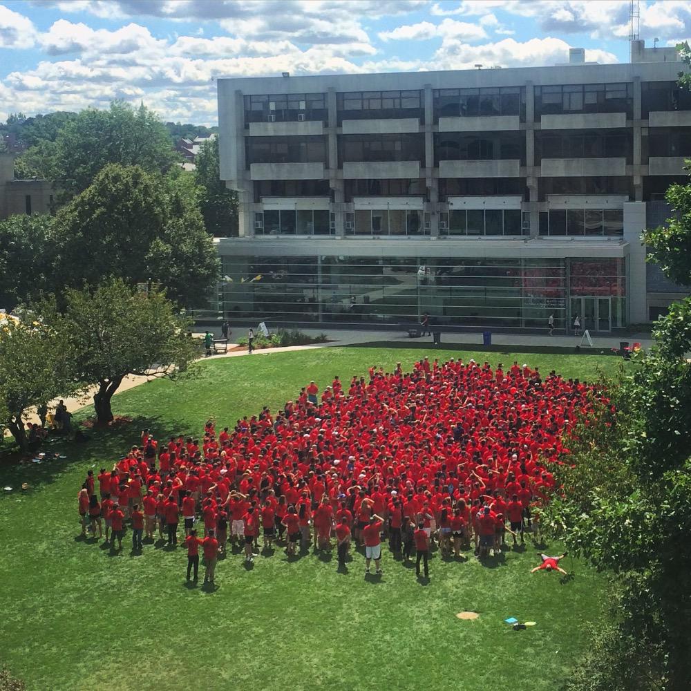 WITNews's tweet photo. A sea of Wentworth red for incoming class photo #witwow #witwow2015 http://t.co/DbuS9Dt1ET