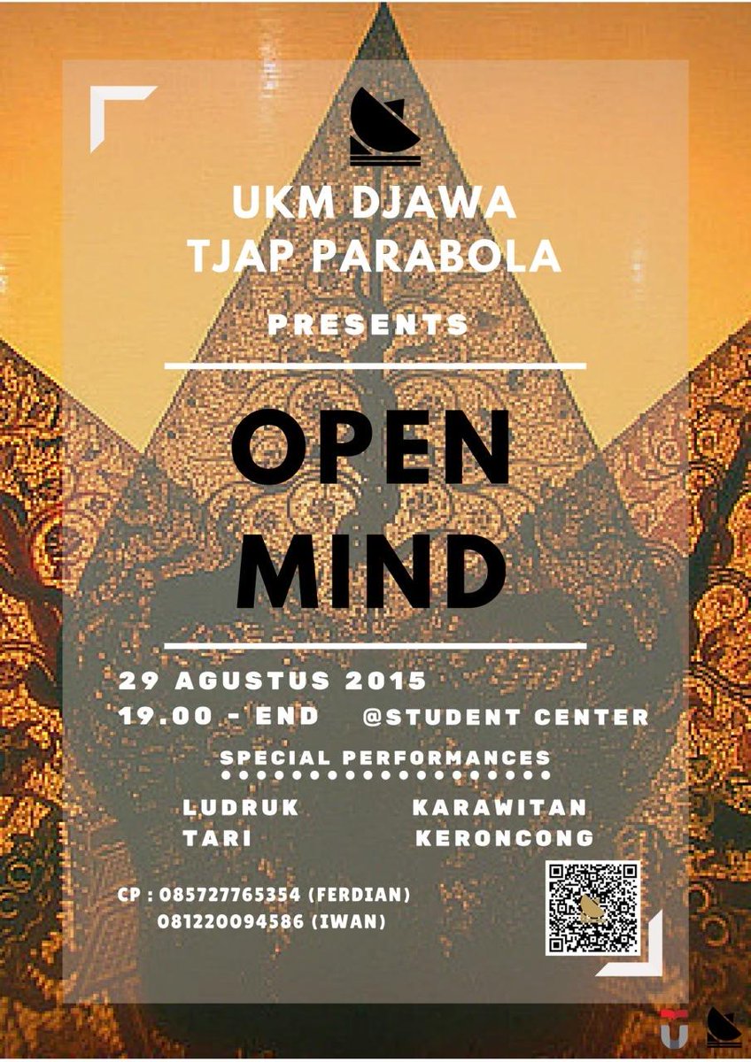 Tjap_Parabola's tweet image. Yuk datang di OPEN MIND UKM Djawa Tjap Parabola Telkom University, 29 Agustus 2015, 19.00 @BEMTelU @StudentsUnitel