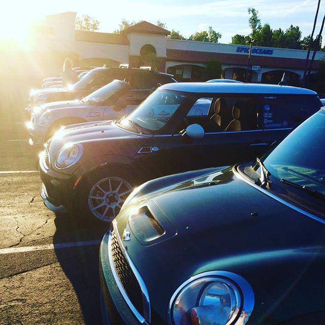 MINIs at sun rise. @dutchbrosarizona #minj #minisparktogether #friday #carporn ift.tt/1Ip8xPu