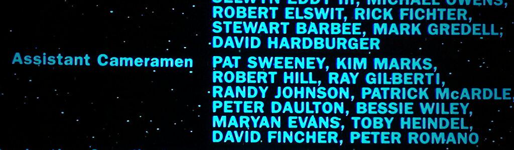 Happy Birthday DAVID FINCHER! 
As a teenager his first gig was with ILM on ROTJ!
Also note Robert Elswit as an VFX AC 