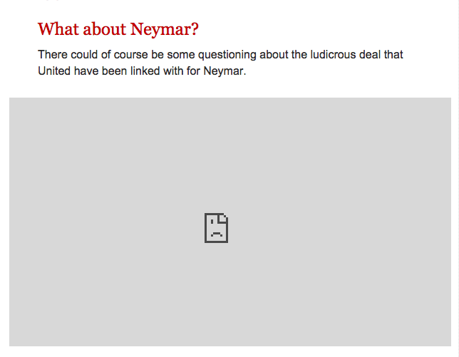 Shiftr's tweet image. This #neymar #ManchesterUnited rumor is so ridiculous even the picture doesn't show up