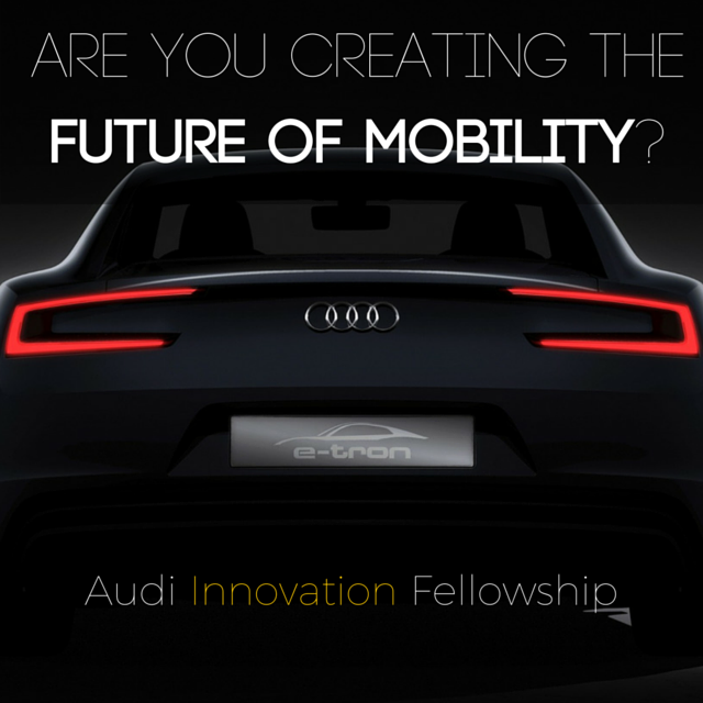 Are you creating the next #transportation #innovation? We want to know! Apply for our <a href="/Audi/">Audi USA</a> fellowship by Sept. 4th.