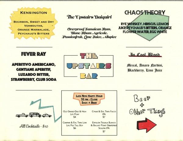 Drinking in Rittenhouse later? Try The Upstairs Bar, above the <a href="/franklinbar/">The Franklin</a>. Full menu here: citypaper.net/upstairsbar/