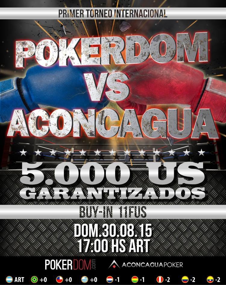 Poker10Arg's tweet photo. @pokerdomcom vs. #AconcaguaPoker, el primer torneo intercontinental de la sala.
>>> http://t.co/7GRMr6bEwS http://t.co/p1EJIm5SFz
