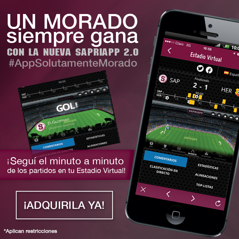 SaprissaOficial's tweet photo. ¡Viví nuestro juego de hoy, en el estadio virtual de #SapriApp 2.0! http://t.co/yZoh4IUvzD