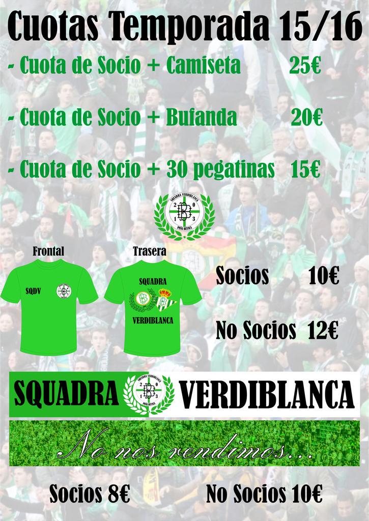 Chicos/as aquí tenéis las cuotas definitivas con el nuevo material! No lo dejéis escapar! #SQDV