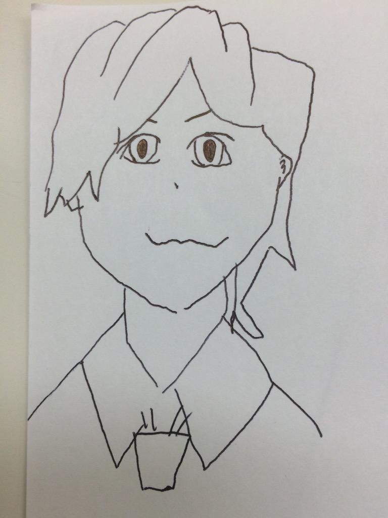 jun_shison0305's tweet photo. 表参道高校合唱部！撮影中ーー！！✨

男子で自画像書いて遊んでおります！！

僕が書いた夏目快人！
どうですかー？笑 http://t.co/PYghnw3CzQ