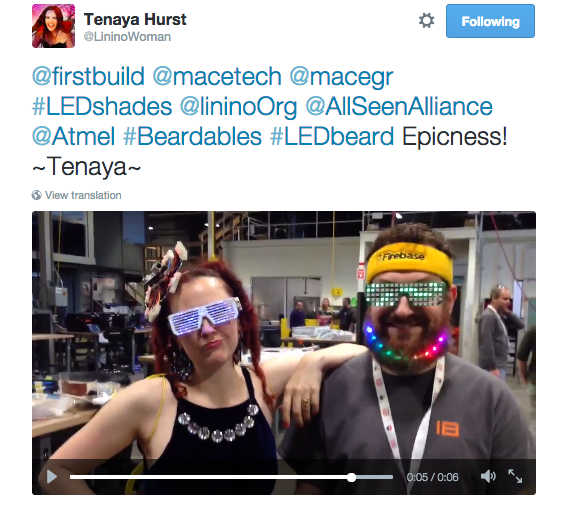 TenayaHurst's tweet image. @hacksterio @metalnat @firstbuild @macetech #beardables #HackToTheFuture #DeLorean #hackathon #LEDbeard ~Tenaya~