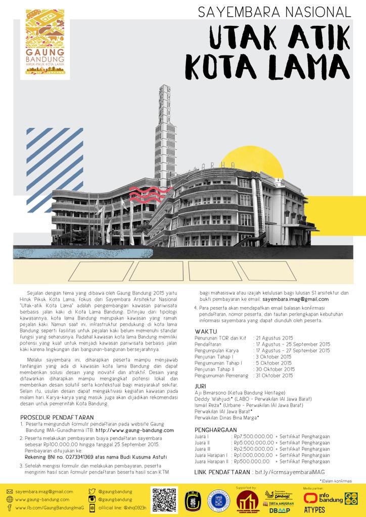 @ITS_Surabaya <a href="/SipilUndip13/">GARUDA13</a> Ayo ikuti Sayembara Nasional Utak Atik Kota Lama #GaungBandung2015 gaung-bandung.com