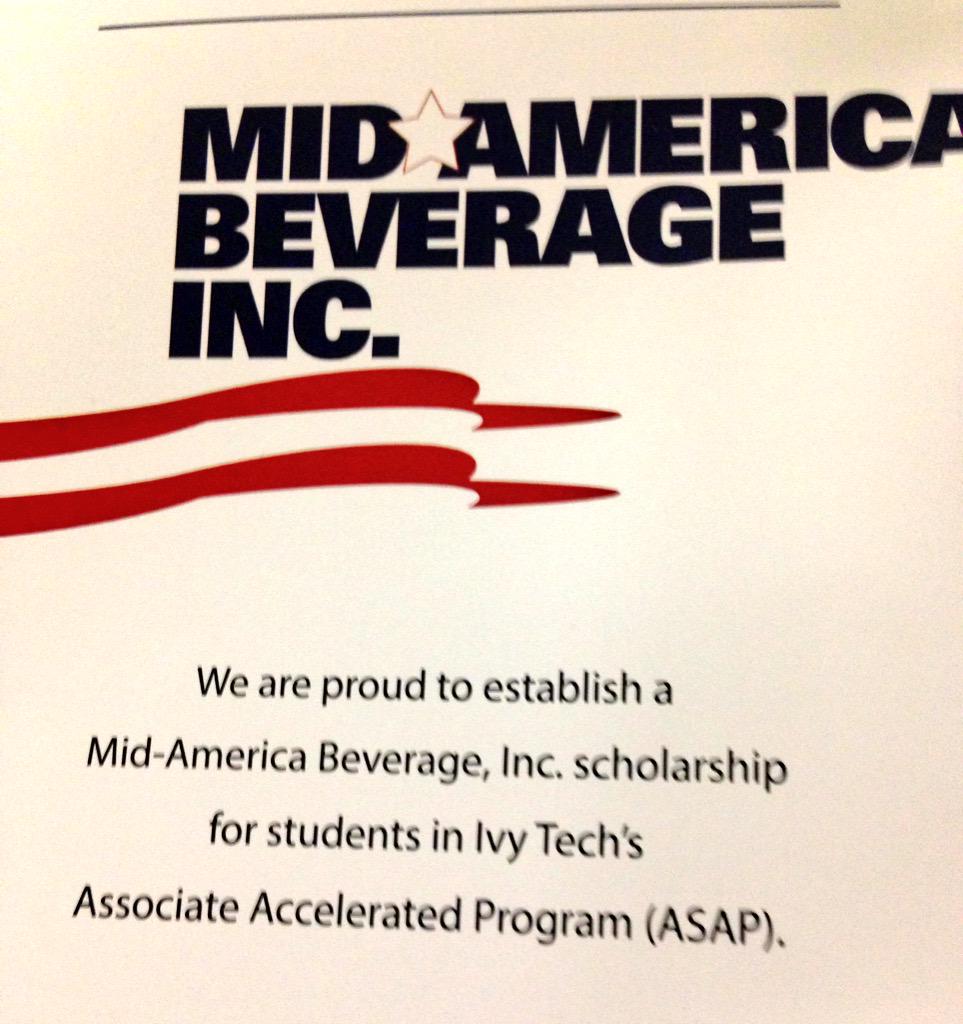 IvyASAP's tweet photo. A very big THANK YOU to MidAmerica Beverage for generously establishing an ASAP Kokomo scholarship!! @MidAmericaBeer http://t.co/EBCZis48cY