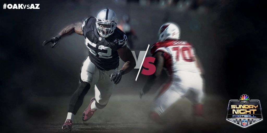 Raiders's tweet photo. The stars come out in prime time. #OAKvsAZ on @SNFonNBC. http://t.co/CQ8D2cWQ9J