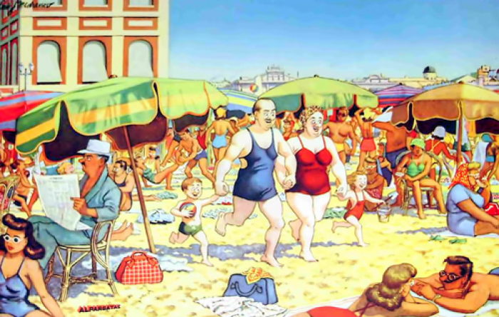 Mar del Plata on Twitter: "Almanaque “Hoja de Almanaque Alpargatas” Marzo 1947, ilustración titulada “Tren de excursión” por Luis Medrano http://t.co/q7rOubQrmX" / Twitter