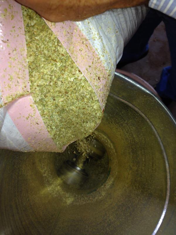 cardinalpine's tweet image. 1st run of Centennials hop pellets today. Hammer mill &amp;amp; pelletizing our hops production process. #NCbeer #ncgrown