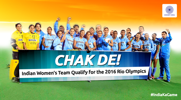 TimesNow's tweet photo. Indian women hockey team bags 2016 Rio Olympic berth

Image courtesy: @TheHockeyIndia http://t.co/kWe7sjudIG