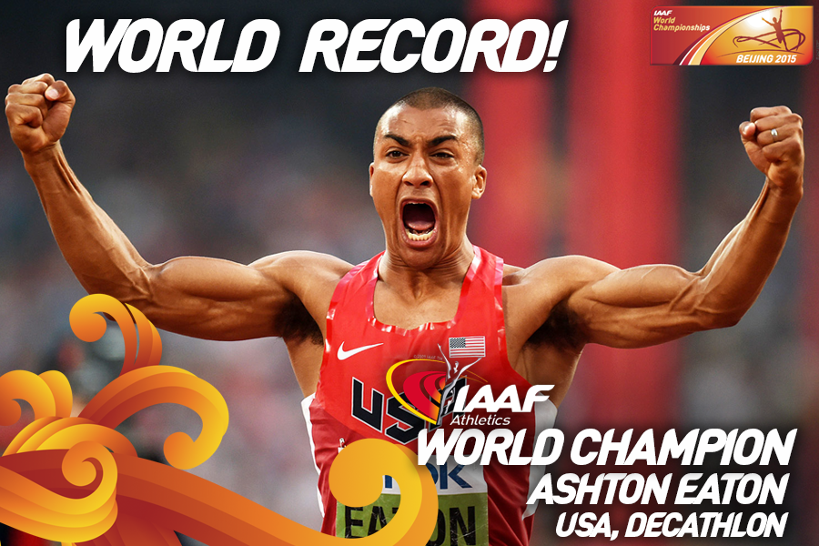 Upea uusi kymmenottelun me ja valtava kiri 1500 m:llä!"<a href="/iaaforg/">IAAF is now @WorldAthletics</a>: WORLD RECORD FOR ASHTON EATON!!!

9045 POINTS!!!! "