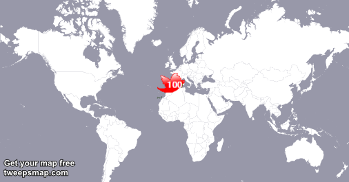 Mis seguidores viven en España(100%),Galicia(31%),Madrid(12%) y más tweepsmap.com/!EduToury