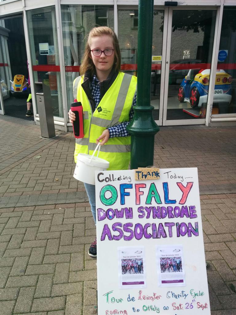 Isobel Dempsey helping out at tour de leinster collection in Tullamore today