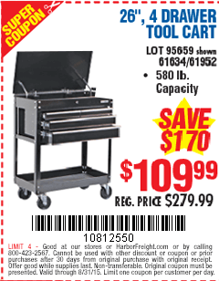 Harbor Freight Tools On Twitter Get This 26 In 4 Drawer 580 Lb
