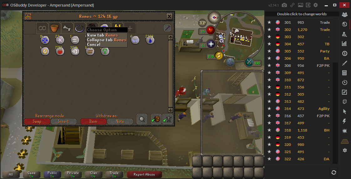 rsbuddy's tweet image. Working on a potential new feature, would people be interested in being able to name your bank tabs?