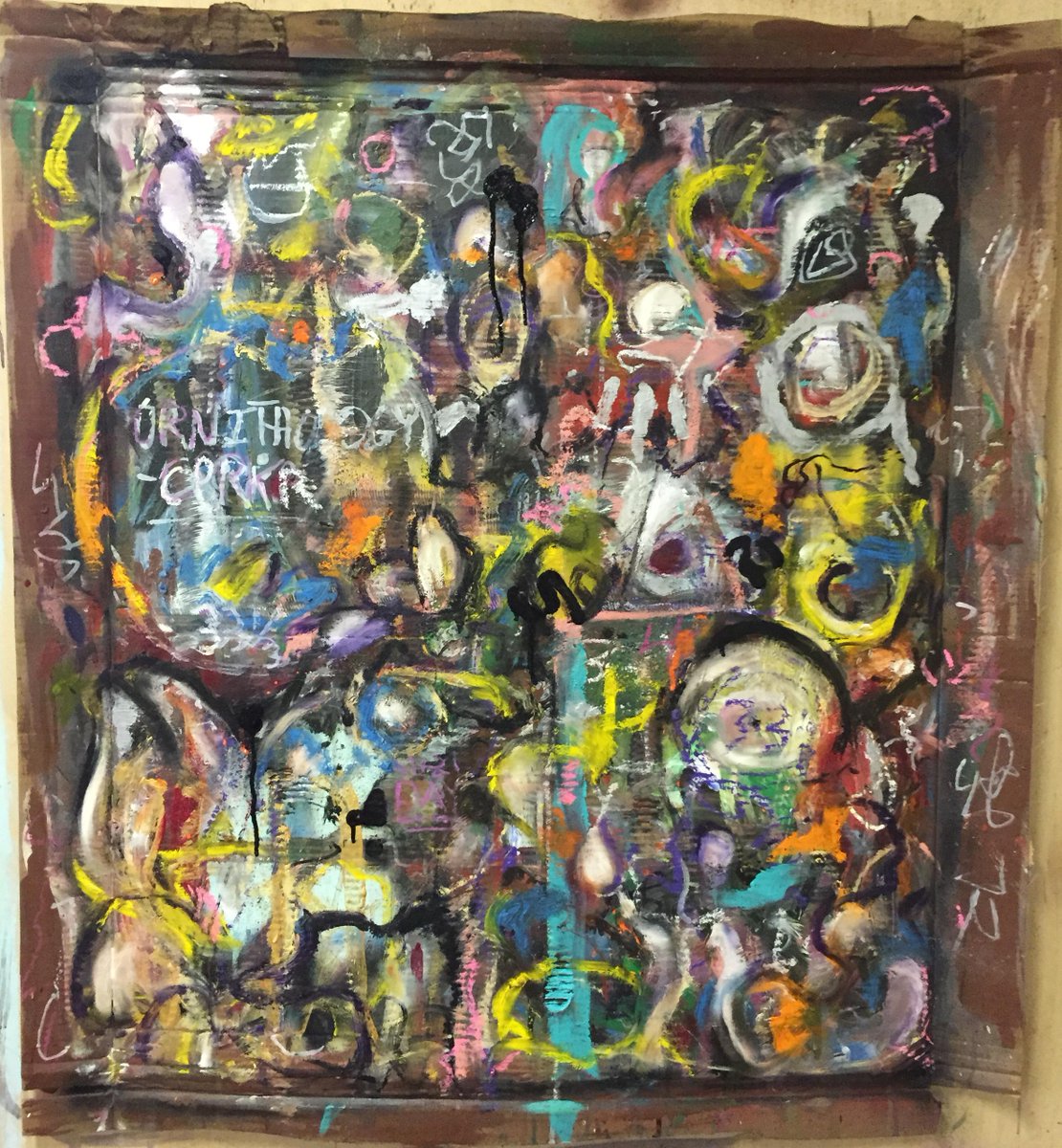 MichaelGolub's tweet image. Ornithology/The Day is My Enemy/Mountain Lion -Paint, Fire on Cardboard,  #Charlieparker #futureuser #prodigy #golub