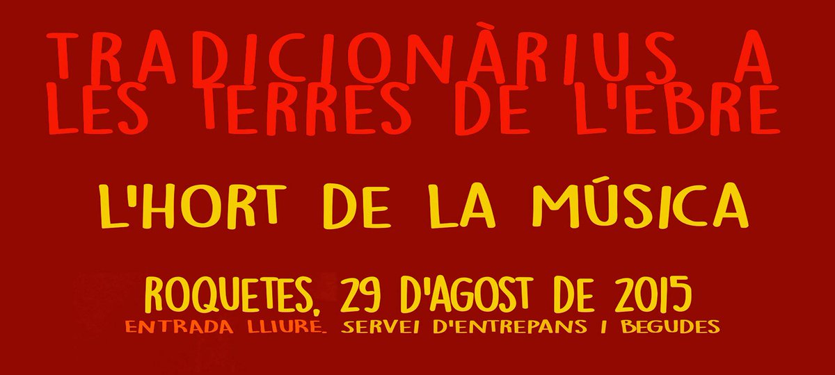 Avui a Roquetes <a href="/tradicionarius/">Tradicionàrius</a> a les Terres de l'Ebre amb El Pont d'Arcalís, els Quicos, la @CSonsEssencials i més!