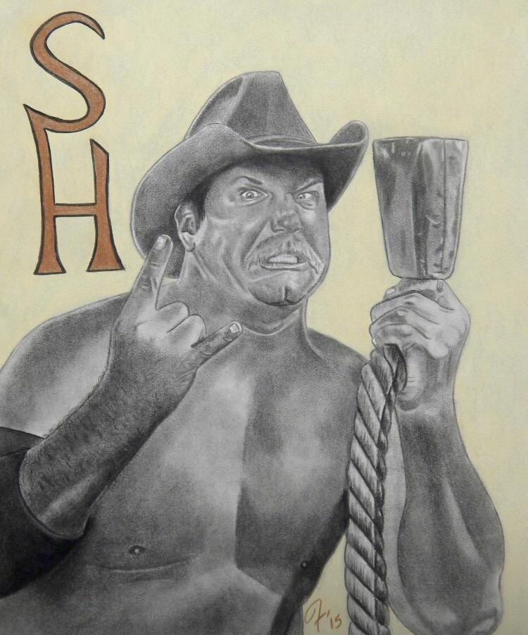   Happy Birthday to Stan Hansen!  Hand drawn in charcoal. 