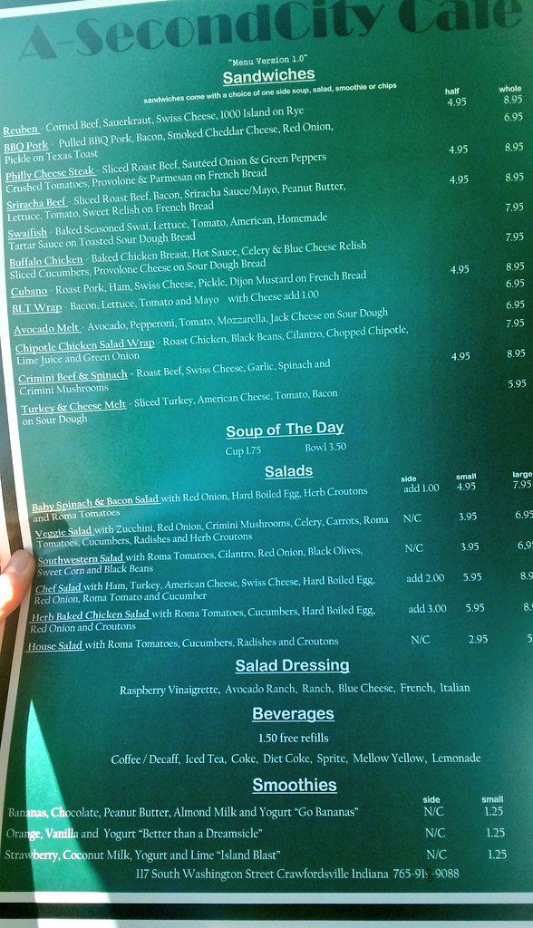 MainStreetCook's tweet image. New Cafe opened in Crawfordsville, indiana #SecondCityCafe #foodieLove #JustOpened #criminiBeef #dreamsicleSmoothie