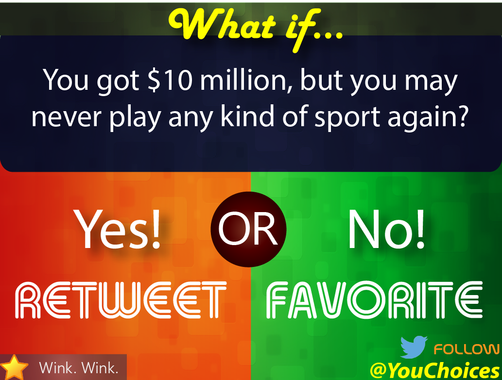 YouChoices's tweet image. No sports?