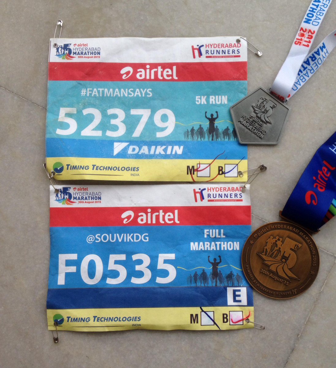 souvikdg's tweet photo. Double Medal Slam at #AHM2015. Just what the doctor (@RaceDirectorAHM) ordered. http://t.co/KGXTPDQpaA