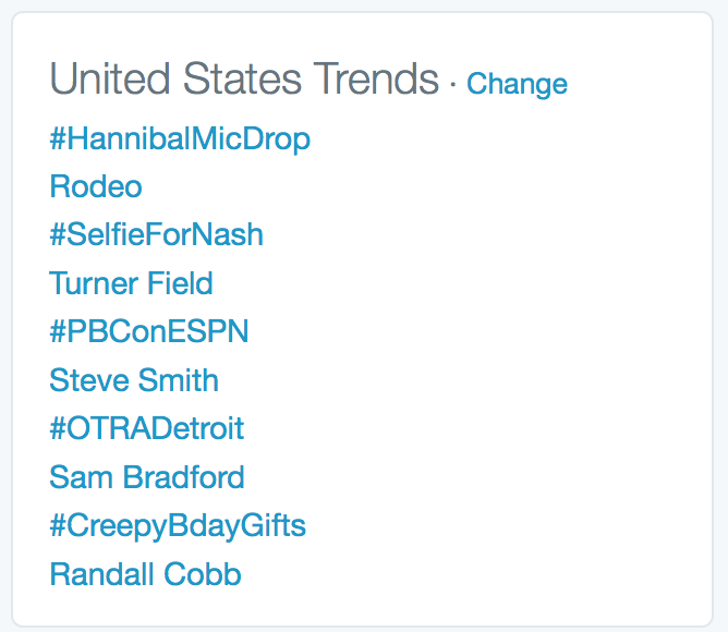 Melsta17's tweet photo. #HannibalMicDrop TRENDING WORLDWIDE and #1 IN THE US :) #Hannibal #FannibalsAreTheBest http://t.co/yzzCRP7PAT