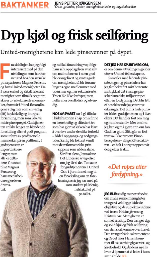 Kai_Johansen's tweet photo. Jens-Petter Jørgensen skriver om hva han tror @united_global kan bety for pinsebevegelsen! http://t.co/uQEbAaVZk2