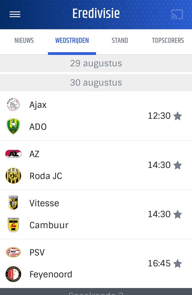 Het voetbalprogramma voor vandaag kijk je natuurlijk live <a href="/DenBartel/">Café Den Bartel</a>